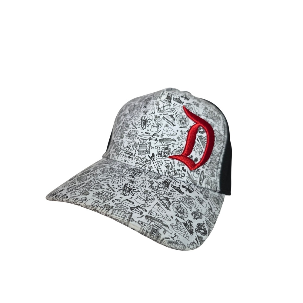Disney‎ Parks Snapback Hat Black White Doodle Park Icons Red Gothic D Adult Rare